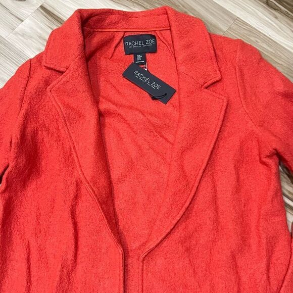 NEW Rachel Zoe Wool Blend Orange Blazer Jacket Coat Women’s Medium - Picture 3 of 5